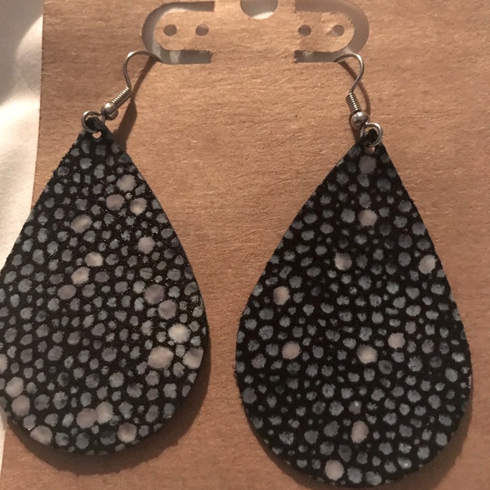 Leather Tear Drop Earrings